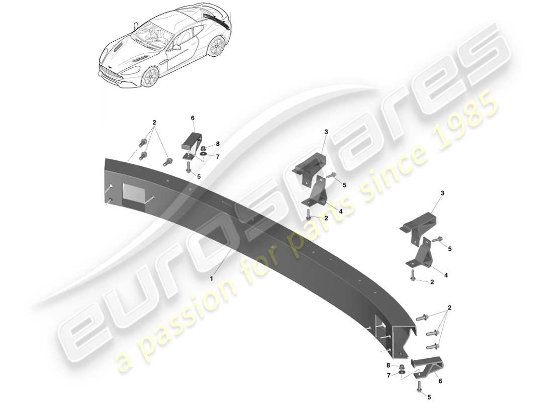 aston martin vanquish (2014) estructura del parachoques trasero, fed, gcc, diagrama de piezas de china