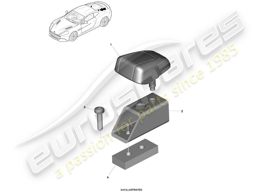 aston martin vanquish (2014) diagrama de piezas de los soportes de sujeción isofix