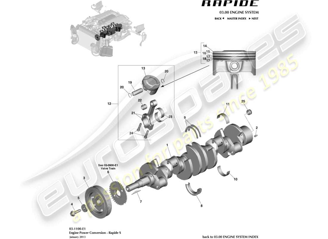 aston martin rapide (2013) conversión de energía diagrama de piezas