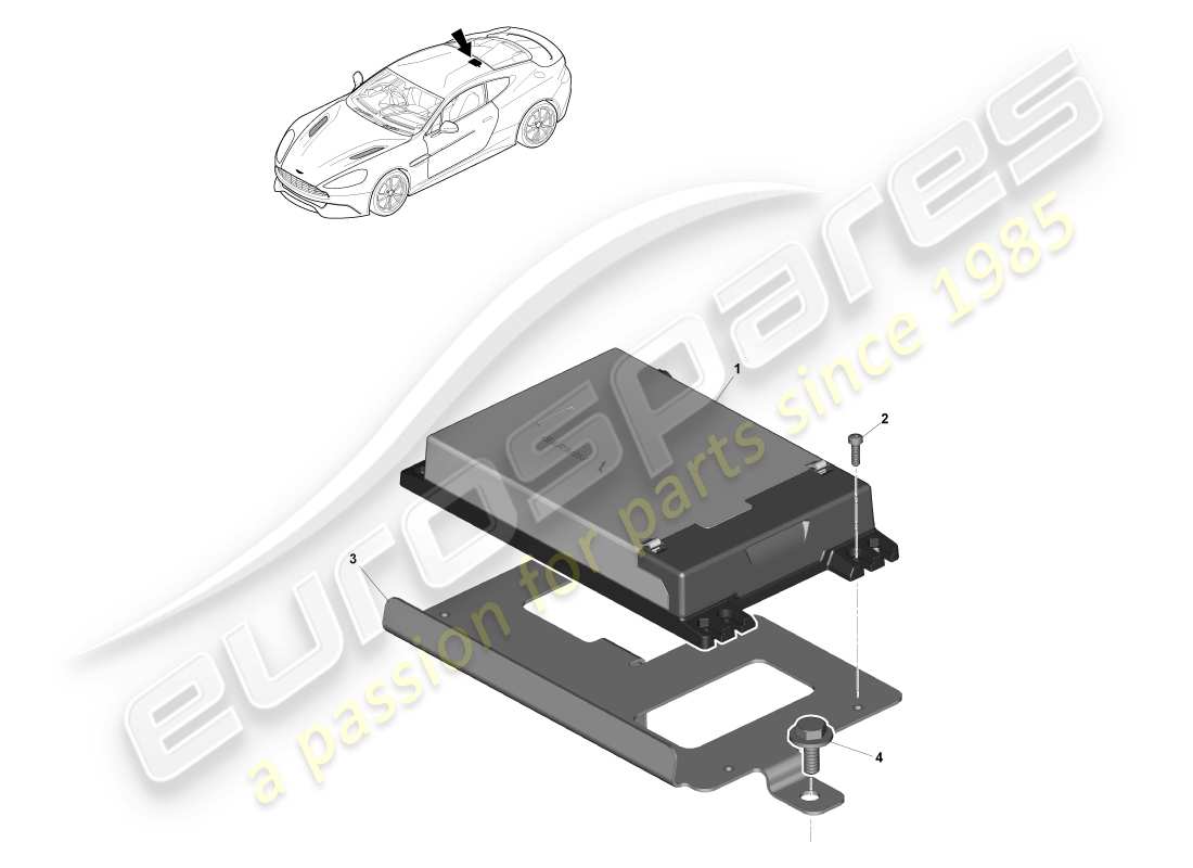 aston martin vanquish (2014) módulo de navegación, diagrama de piezas del cupé
