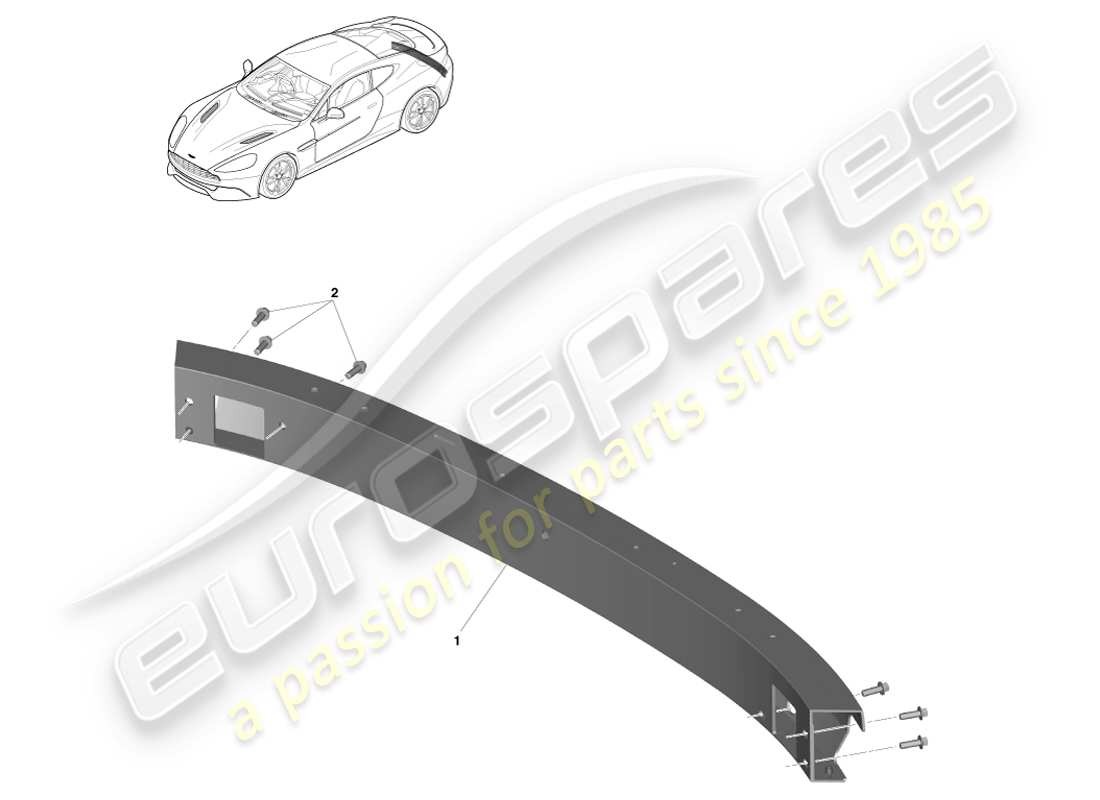 aston martin vanquish (2014) estructura del parachoques trasero, derecho de vía diagrama de piezas