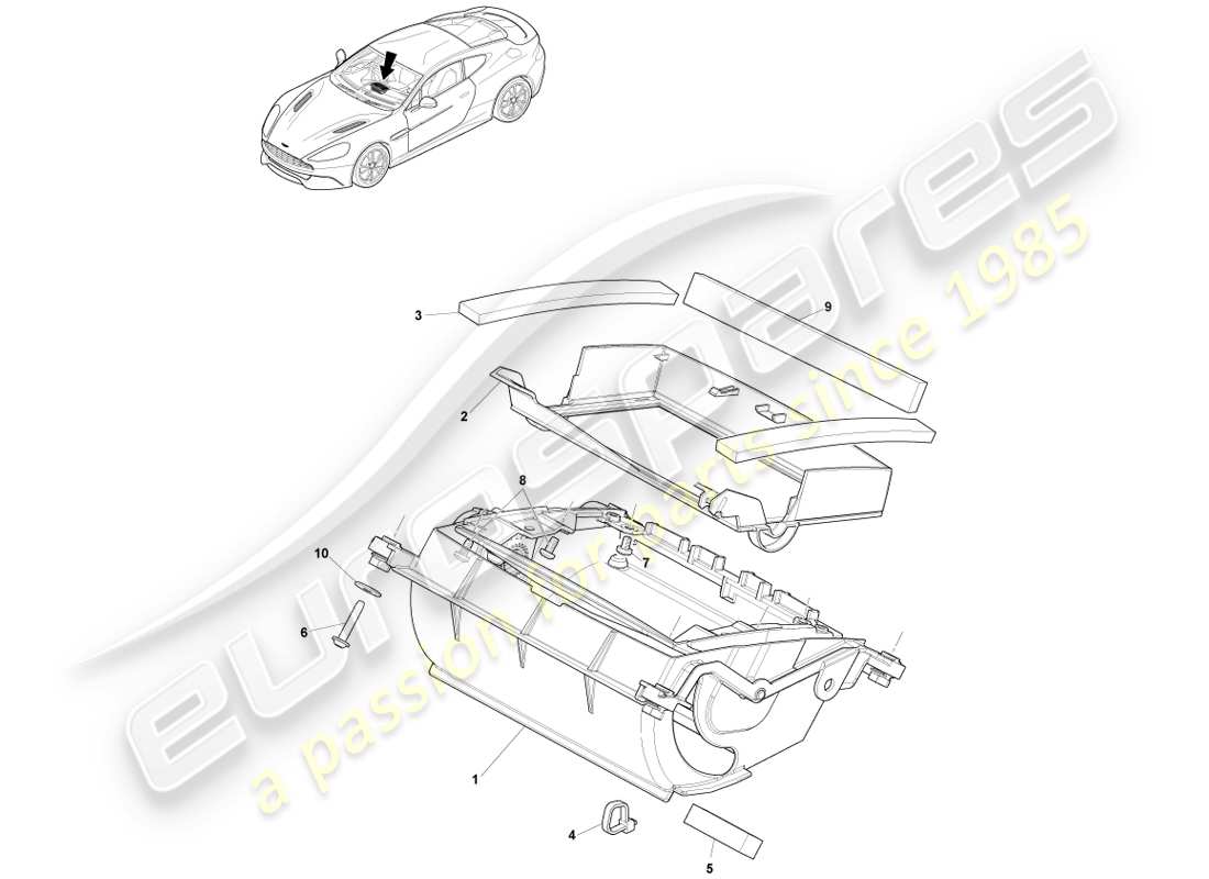 aston martin vanquish (2014) asamblea de navegación por satélite diagrama de piezas