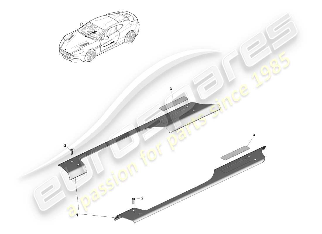 aston martin vanquish (2014) adornos y ornamentación del alféizar diagrama de piezas