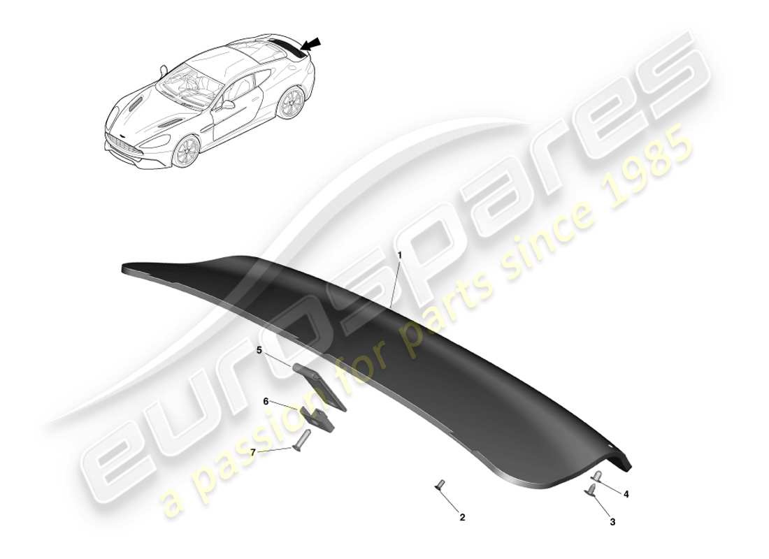aston martin vanquish (2013) panel embellecedor del portón trasero, coupé diagrama de piezas
