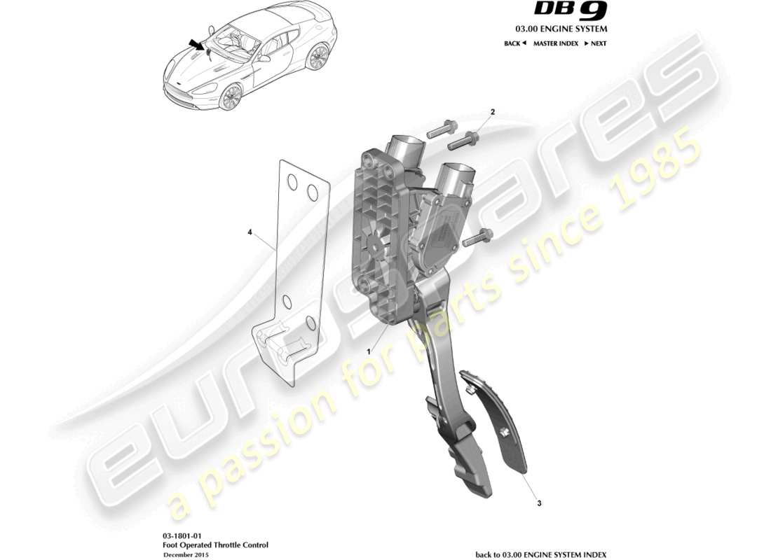 aston martin db9 (2017) throttle control diagrama de piezas