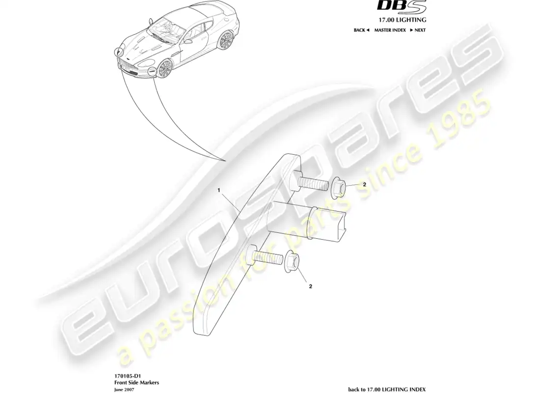 aston martin dbs (2012) front side markers diagrama de piezas