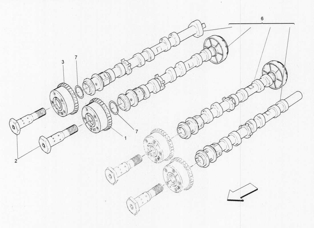 maserati qtp. v6 3.0 bt 410bhp 2015 diagrama de piezas de los ejes de culata del lado derecho