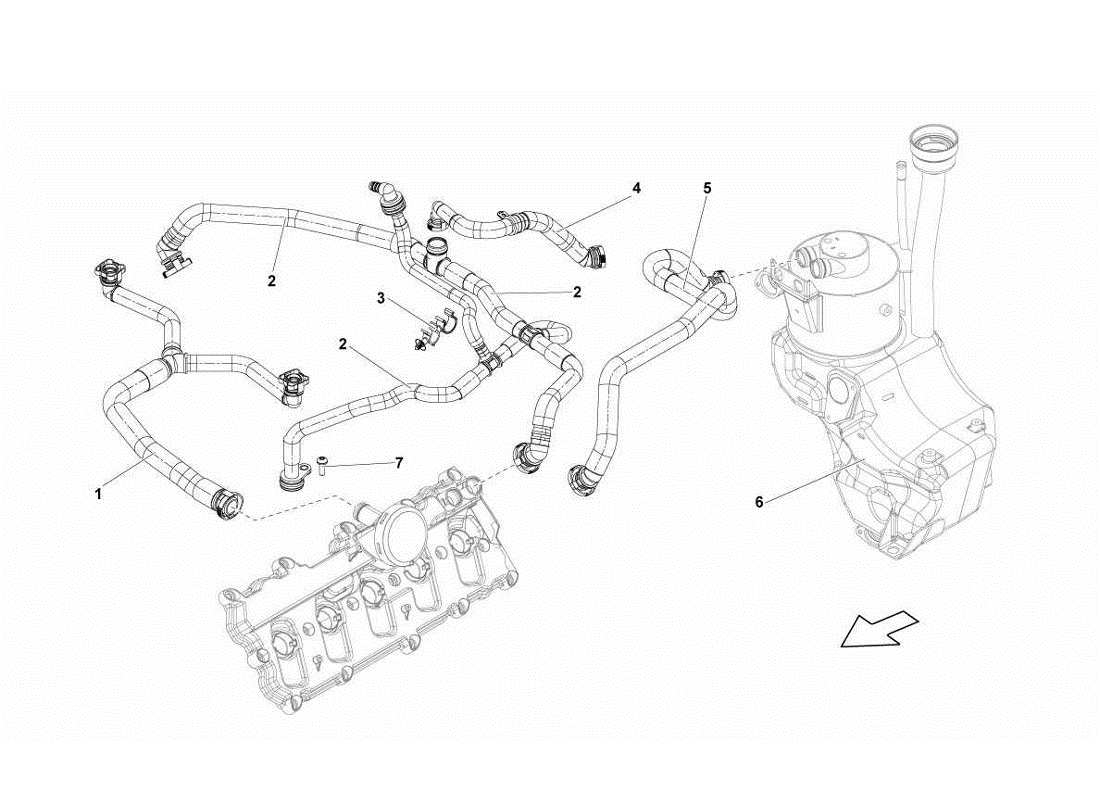 lamborghini gallardo lp570-4s perform diagrama de piezas del tubo de ventilación de aceite