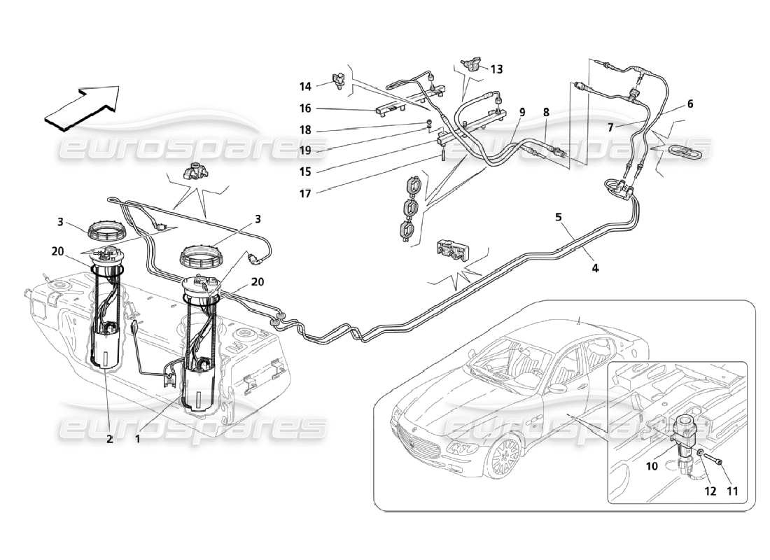 maserati qtp. (2006) 4.2 bombas y tuberías de combustible: diagrama de pieza válido hasta el automóvil 24274
