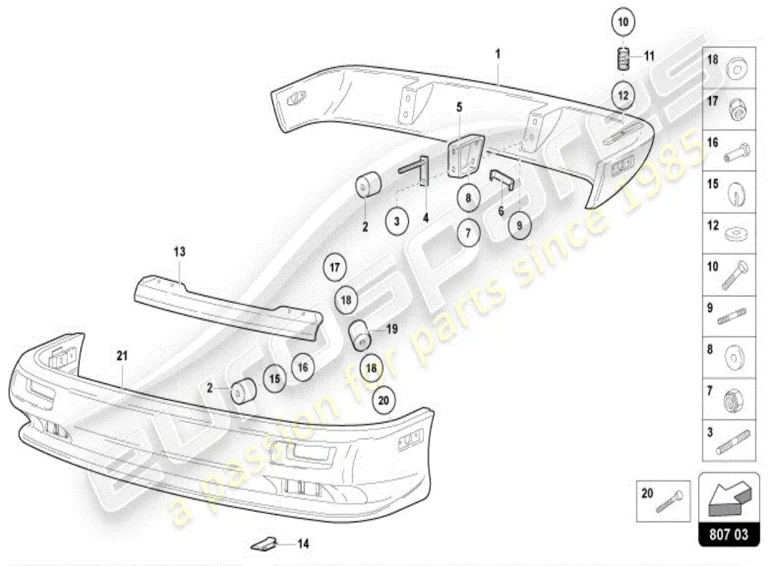 lamborghini diablo vt (1995) parachoques, completo diagrama de piezas