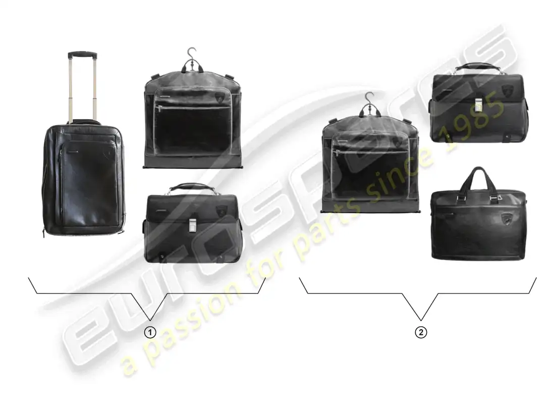 lamborghini gallardo spyder (accessories) conjunto de bolsas de viaje diagrama de piezas
