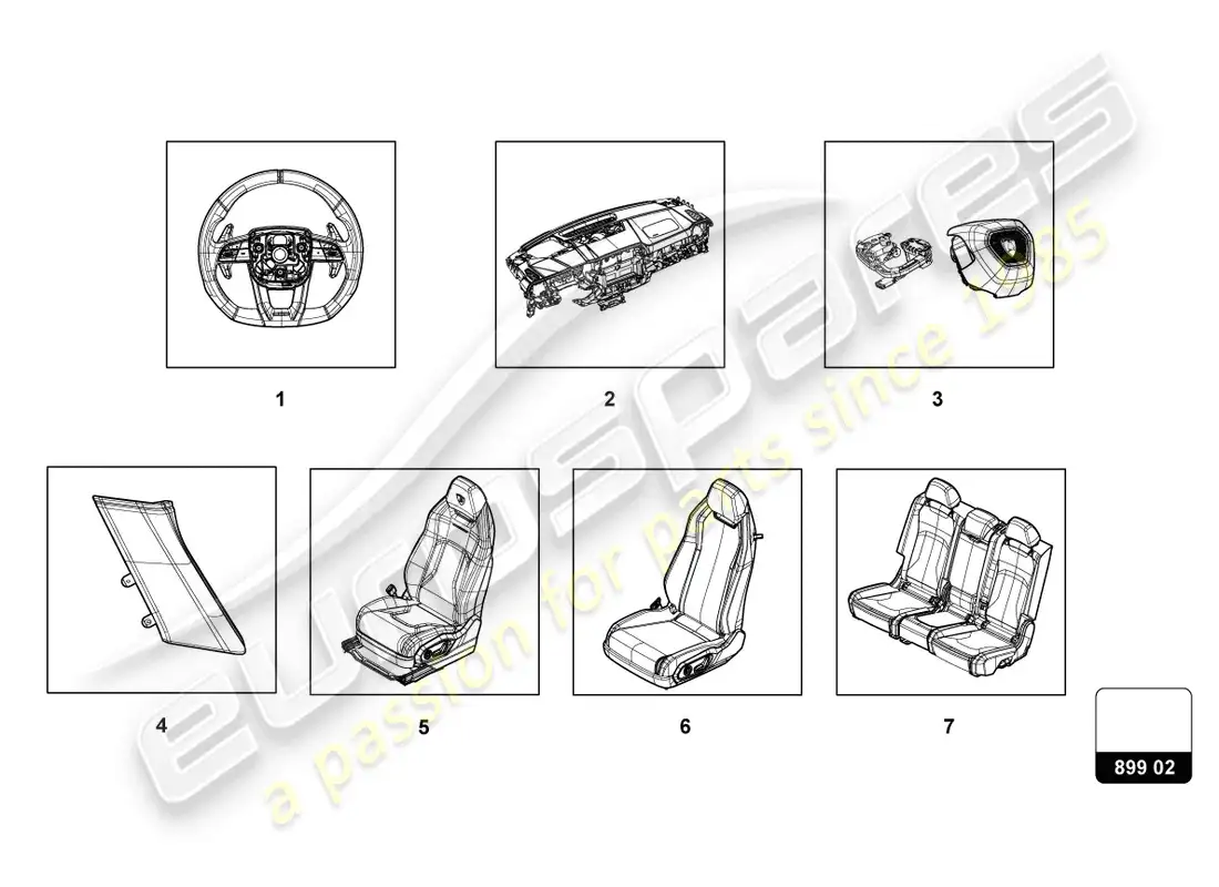 lamborghini urus (2022) equipo del departamento de servicio diagrama de piezas