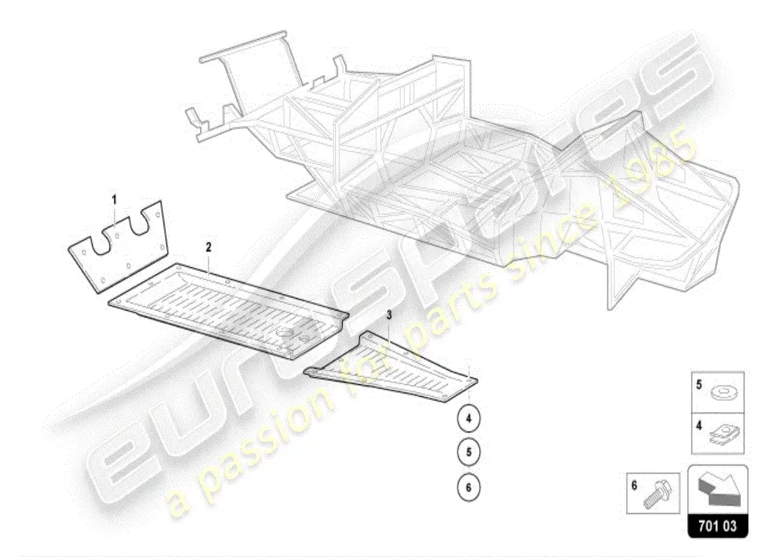 lamborghini diablo vt (1995) marco de adorno parte delantera diagrama de piezas