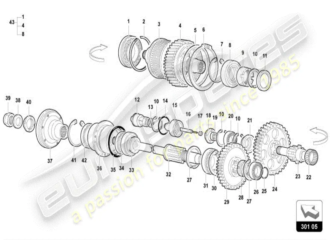 lamborghini diablo vt (1996) diagrama de partes de la articulación viscosa