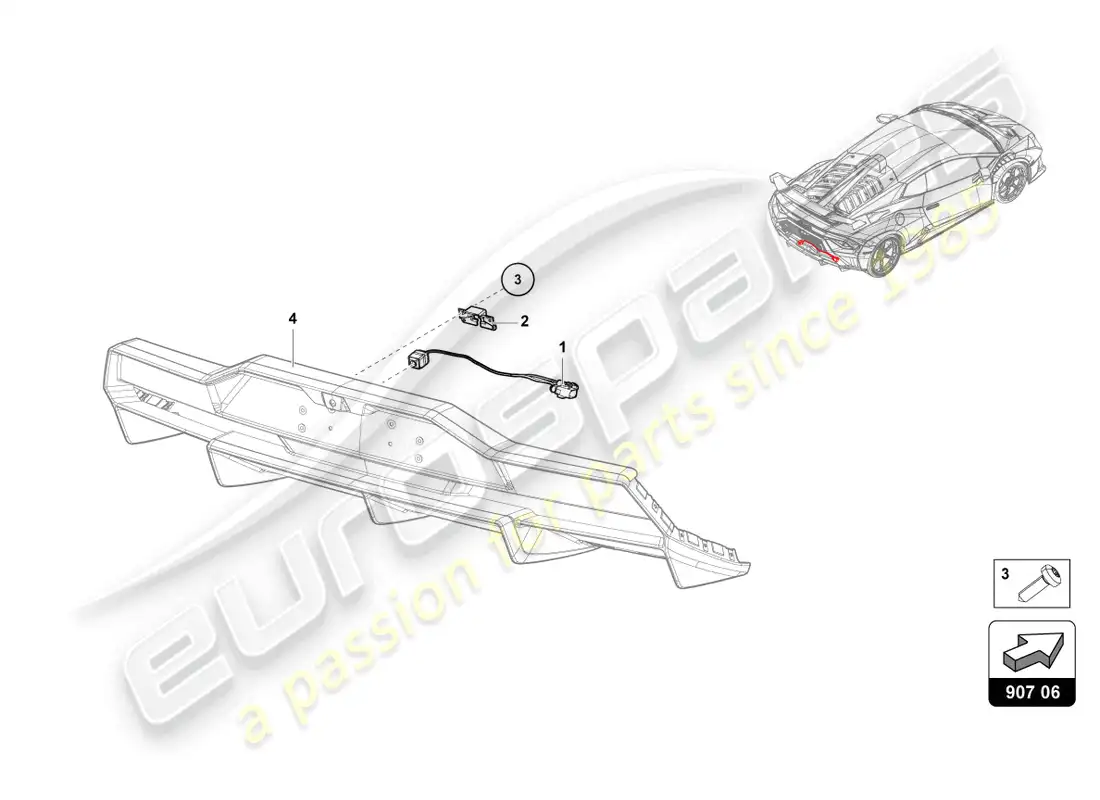 lamborghini sto (2022) cámara de marcha atrás diagrama de piezas