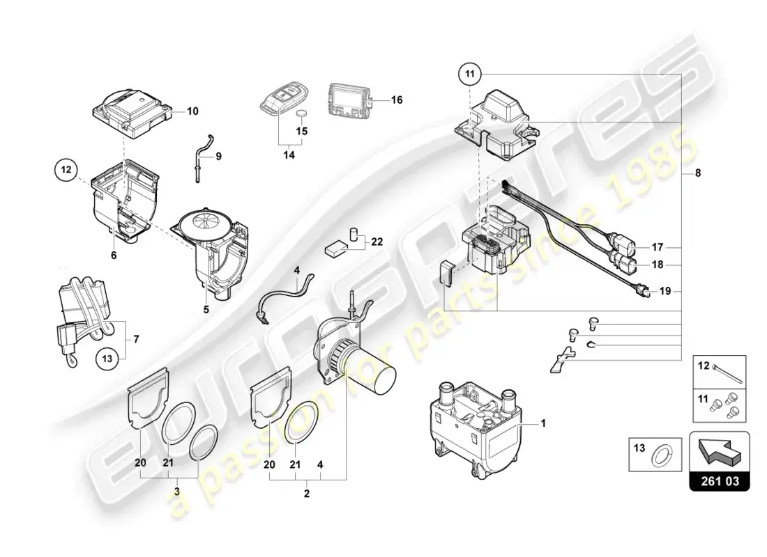 lamborghini urus (2020) calentador auxiliar para circuito de refrigeración diagrama de piezas
