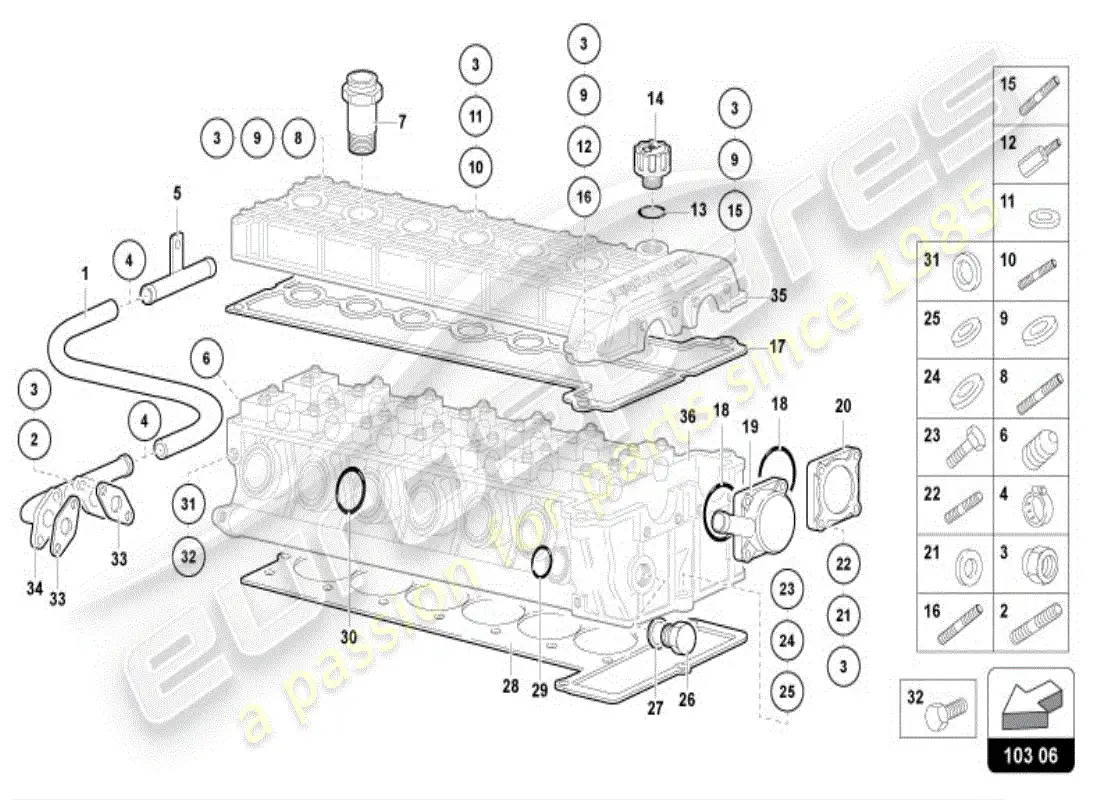 lamborghini diablo vt (1995) accesorios para cabeza izquierda diagrama de piezas