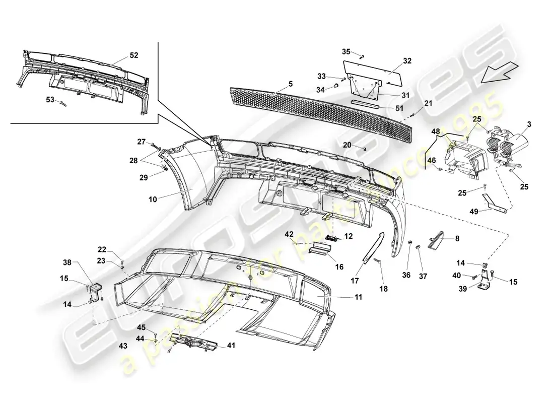 lamborghini lp570-4 sl (2010) parachoques trasero diagrama de piezas