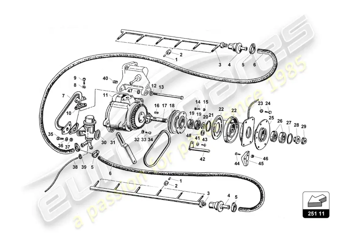 lamborghini countach 25th anniversary (1989) la contaminación del aire diagrama de piezas