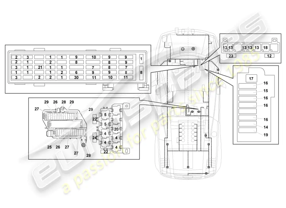 lamborghini lp550-2 spyder (2012) electricidad central diagrama de piezas