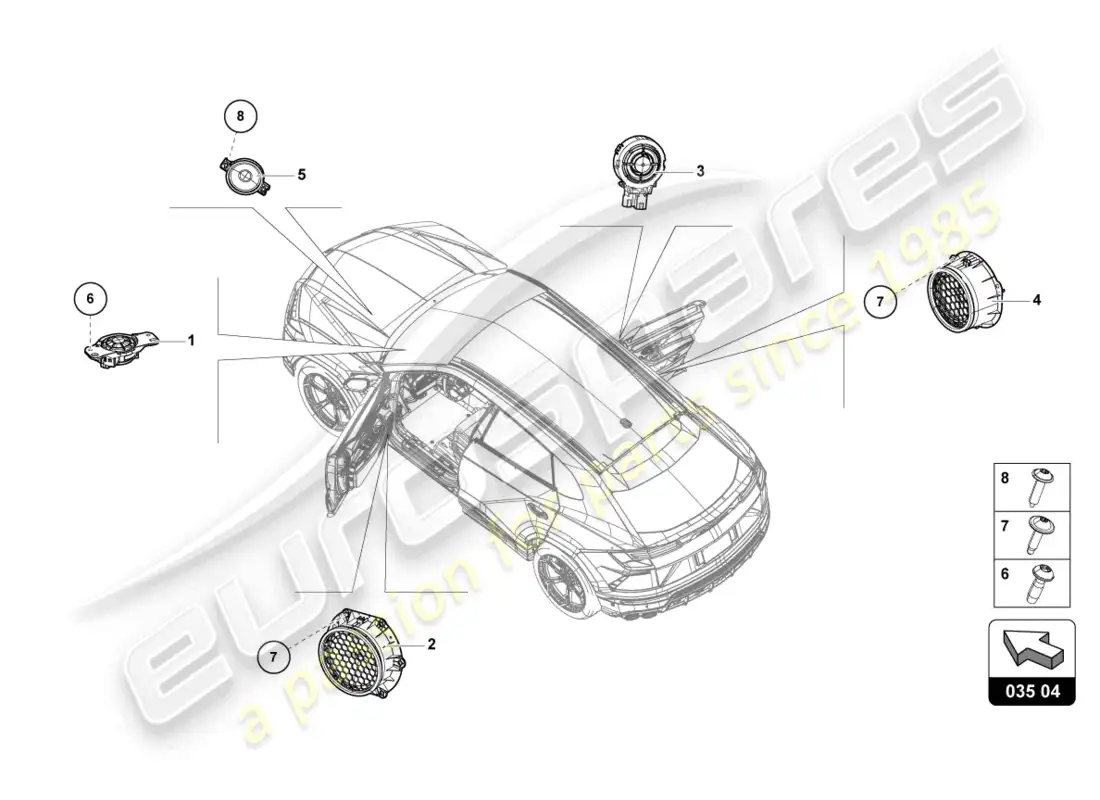 lamborghini urus (2020) piezas eléctricas para sistema de audio diagrama de piezas