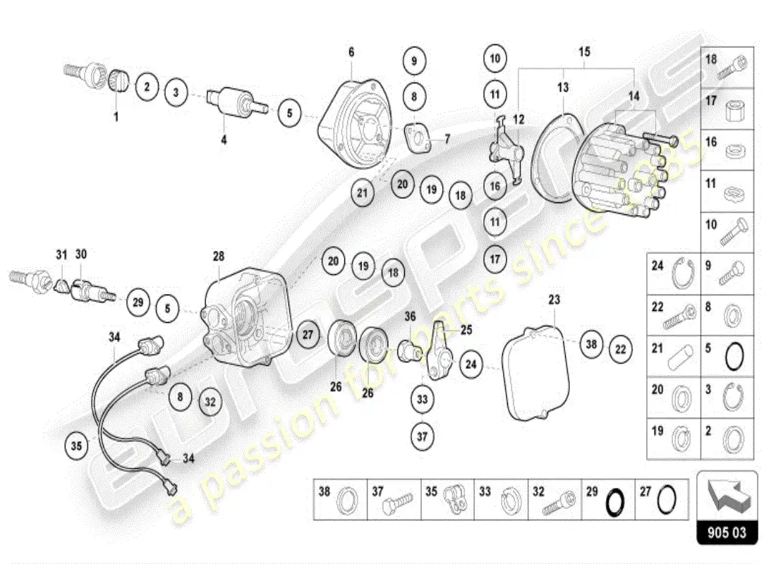 lamborghini diablo vt (1997) sistema de encendido diagrama de piezas