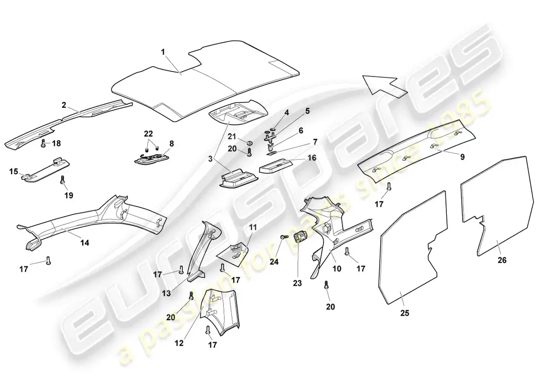 lamborghini lp640 coupe (2008) absorbentes de sonido diagrama de piezas