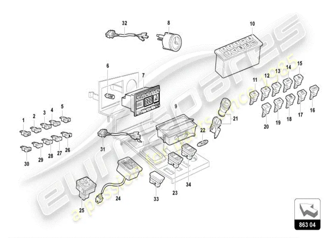 lamborghini diablo vt (1997) túnel diagrama de piezas