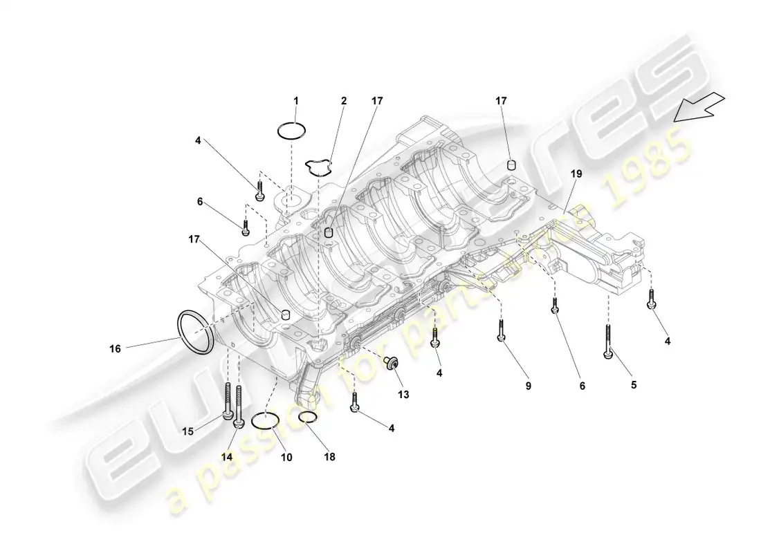 lamborghini lp560-4 spider (2014) asegurar componentes y sellos diagrama de piezas