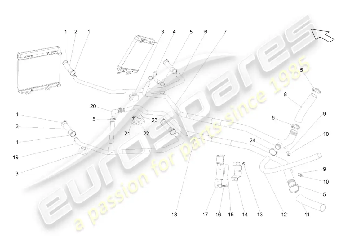 lamborghini gallardo coupe (2005) sistema de enfriamiento del refrigerante diagrama de piezas