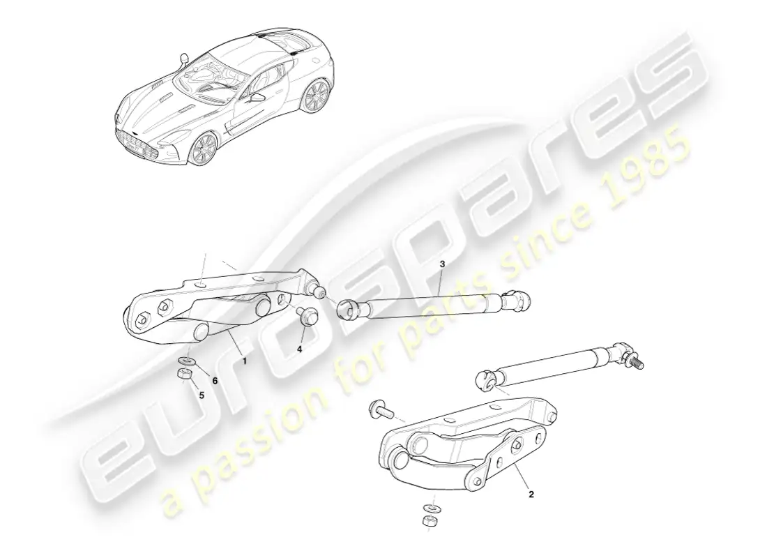aston martin one-77 (2011) bisagra del parabrisas trasero diagrama de piezas