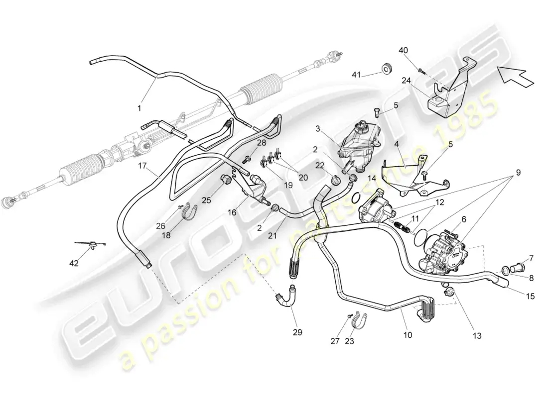 lamborghini gallardo spyder (2008) aparato de gobierno diagrama de piezas