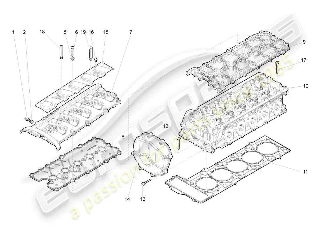lamborghini gallardo coupe (2007) cilindros de culata 1 diagrama de piezas