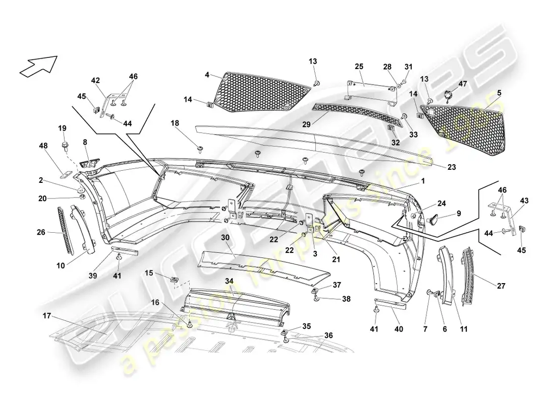 lamborghini lp550-2 spyder (2012) parachoques delantero diagrama de piezas