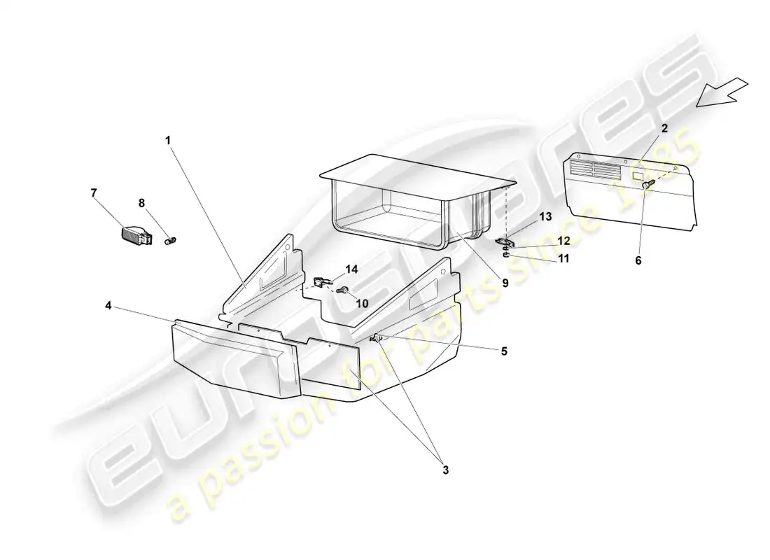lamborghini lp640 coupe (2008) embellecedores para maletero de equipaje diagrama de piezas
