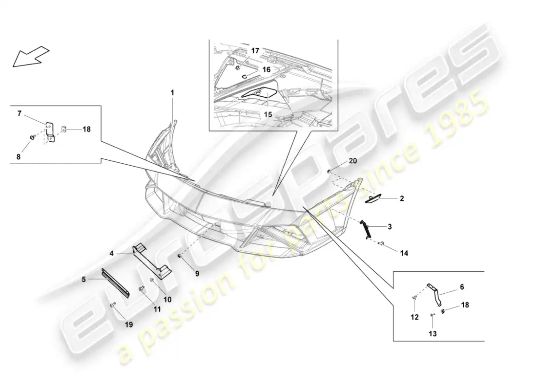 lamborghini lp560-4 coupe fl ii (2013) sujetadores delantero diagrama de piezas