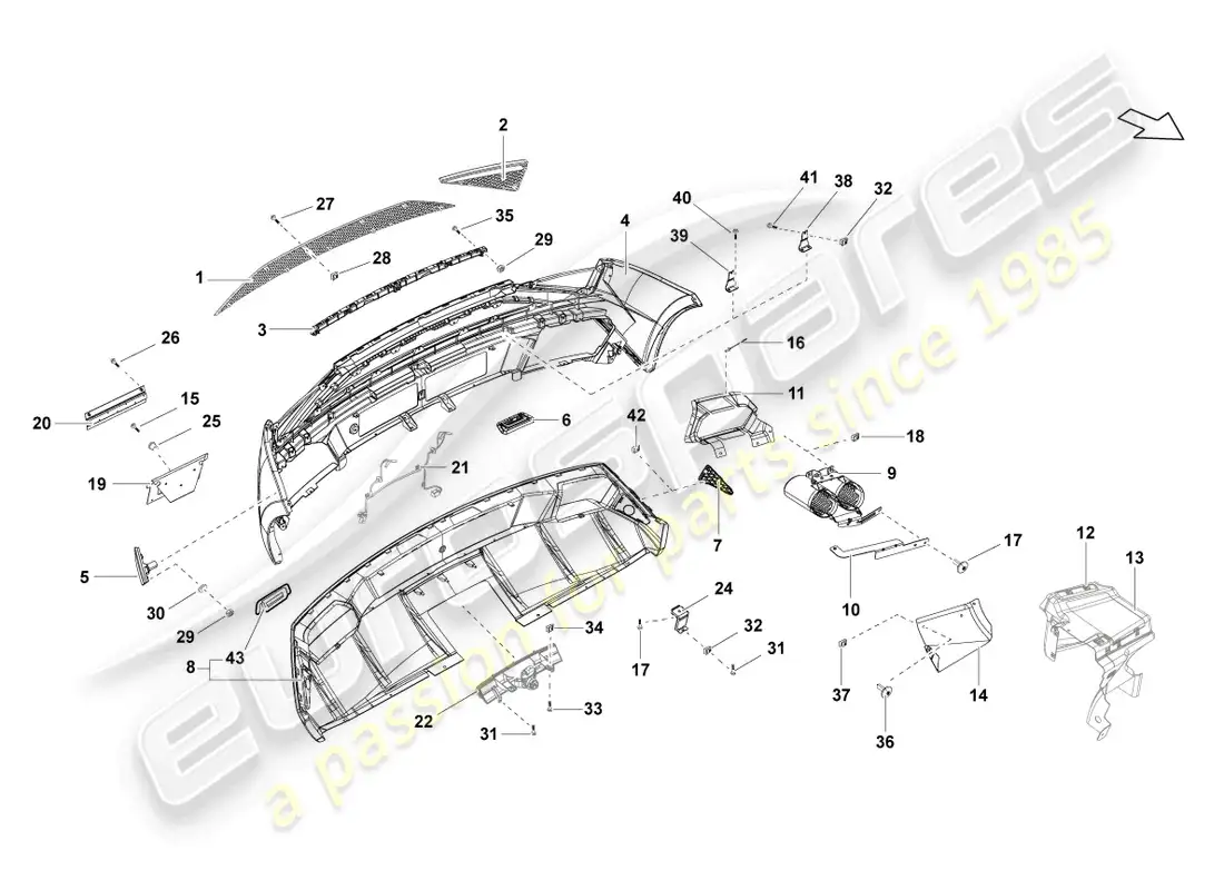 lamborghini lp560-4 coupe fl ii (2013) parachoques trasero diagrama de piezas