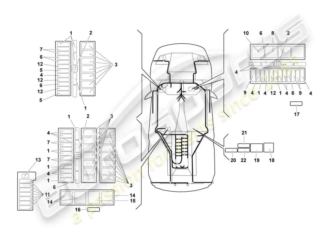 lamborghini lp640 coupe (2007) electricidad central diagrama de piezas