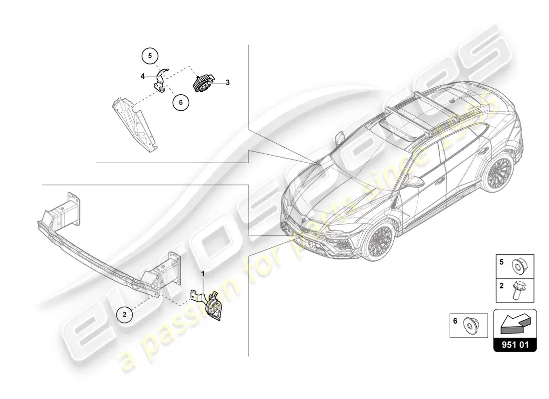 lamborghini urus (2021) bocina de señal diagrama de piezas