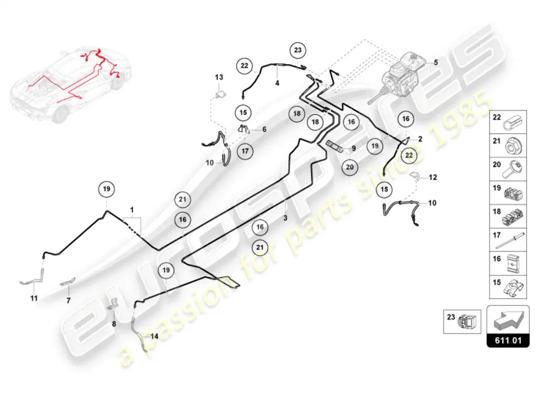 lamborghini revuelto coupe (2024) tubo de freno diagrama de piezas