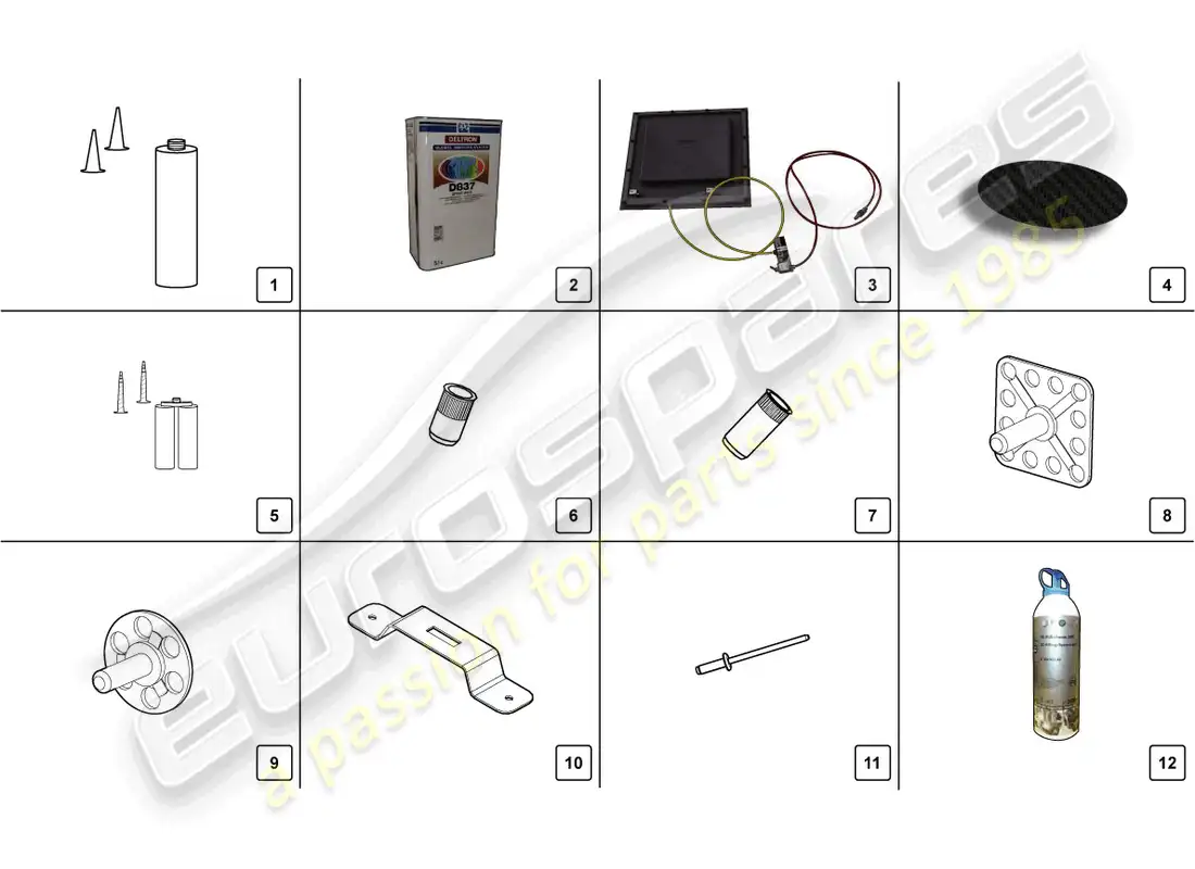 lamborghini ultimae roadster (2022) diagrama de piezas del juego de reparación