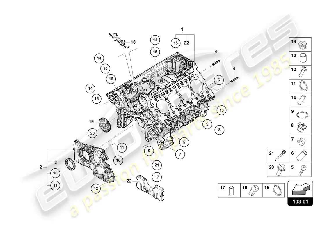 lamborghini urus s (2023) crankcase diagrama de piezas