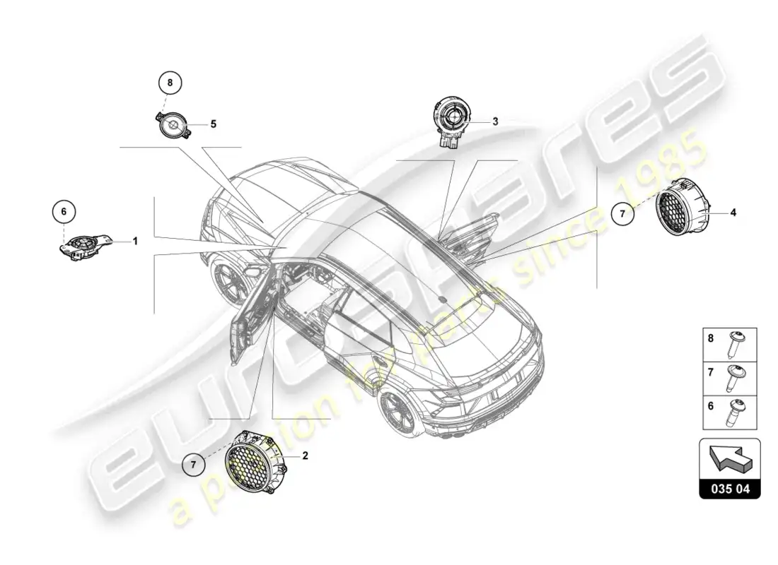 lamborghini urus performante (2023) piezas eléctricas para sistema de audio diagrama de piezas