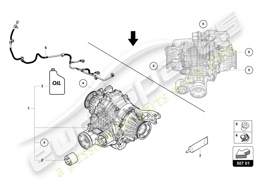 lamborghini urus (2019) diferencial trasero diagrama de piezas