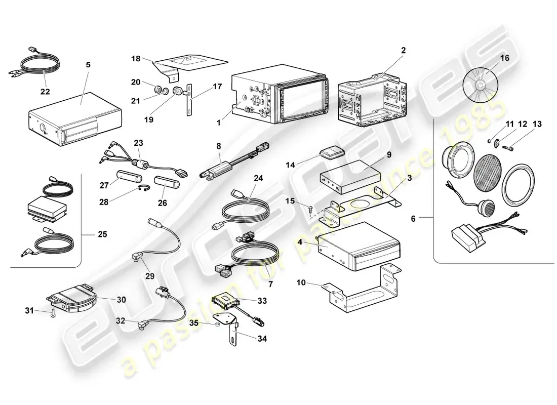 lamborghini reventon roadster piezas eléctricas para sistema de audio diagrama de piezas