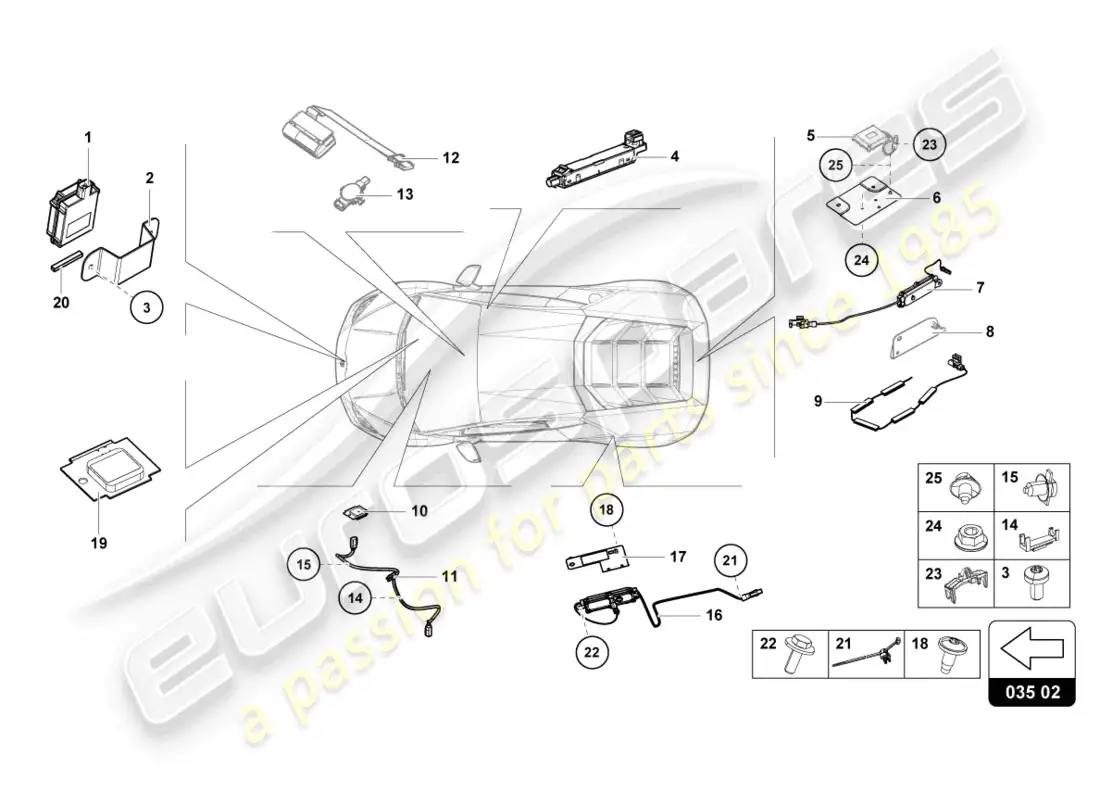 lamborghini evo coupe 2wd (2022) altoparlante diagrama de piezas