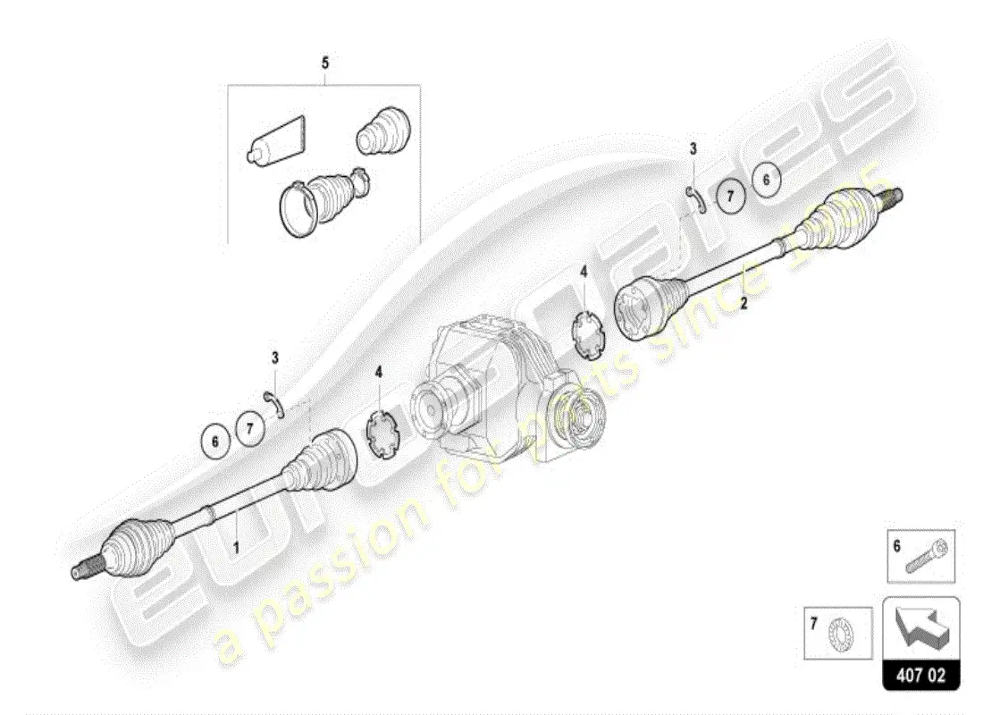 lamborghini diablo vt (1996) diagrama de pieza del semieje delantero