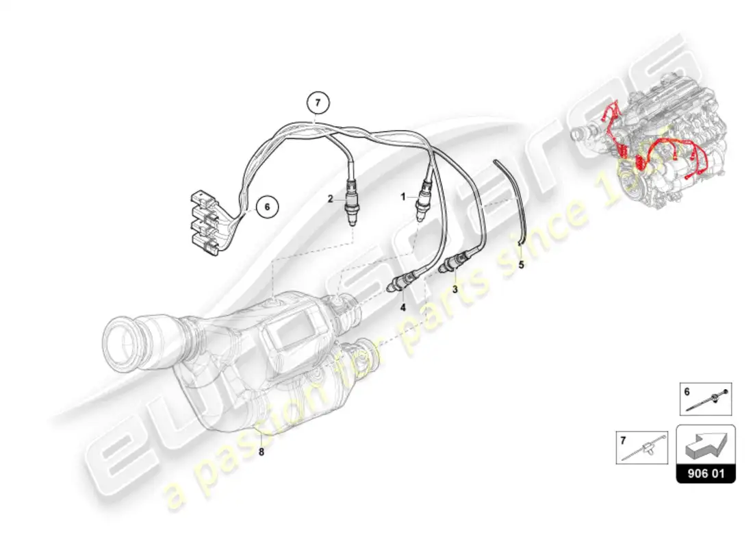 lamborghini revuelto coupe (2024) sonda lambda diagrama de piezas