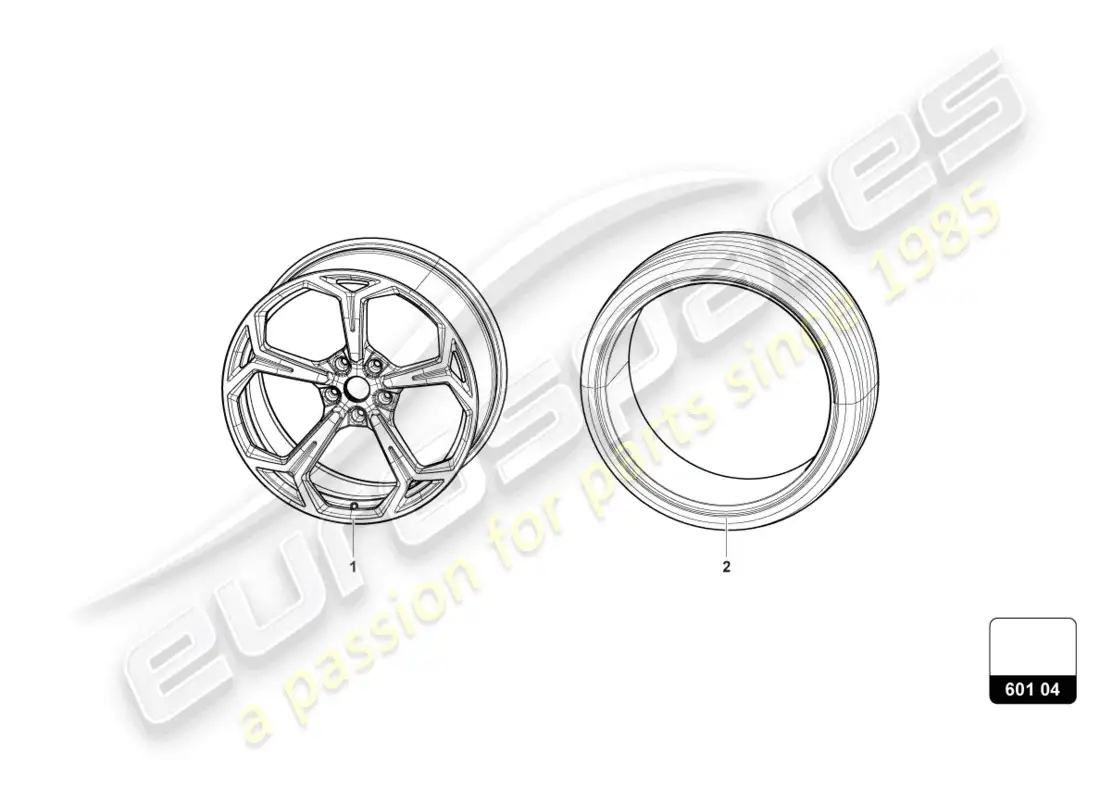 lamborghini urus (2020) ruedas/neumáticos 22 diagrama de piezas