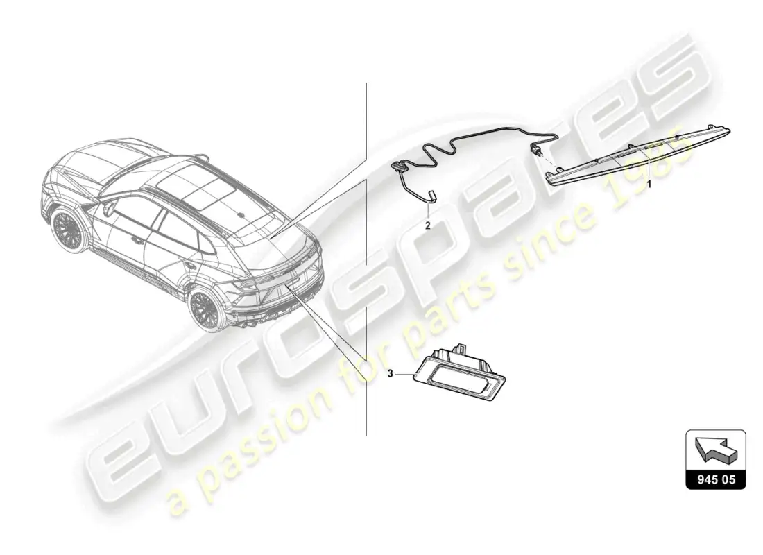 lamborghini urus (2021) luz de freno adicional diagrama de piezas